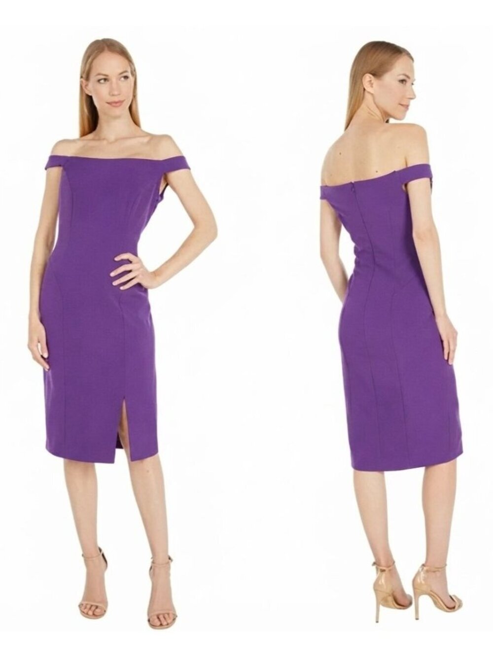 NWT Women's - Marina Purple Off The Shoulder Cocktail Dress, Size 6